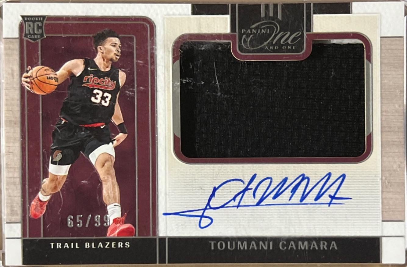 Toumani Camara #PRJ-TCM Basketball Cards 2023 Panini One and One Precision Rookie Jersey Autograph
