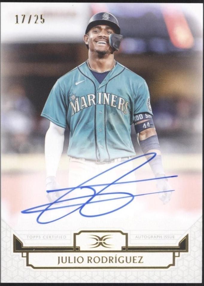Julio Rodriguez #DAAC-JRO Baseball Cards 2024 Topps Definitive Defining Images Autograph Collection