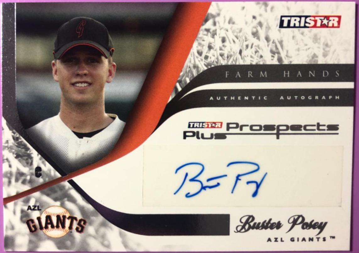 Buster Posey #FH-BP Baseball Cards 2008 Tristar Prospects Plus Farm Hands Autographs