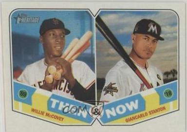 Willie McCovey, Giancarlo Stanton #TN-8 Baseball Cards 2018 Topps Heritage Then and Now