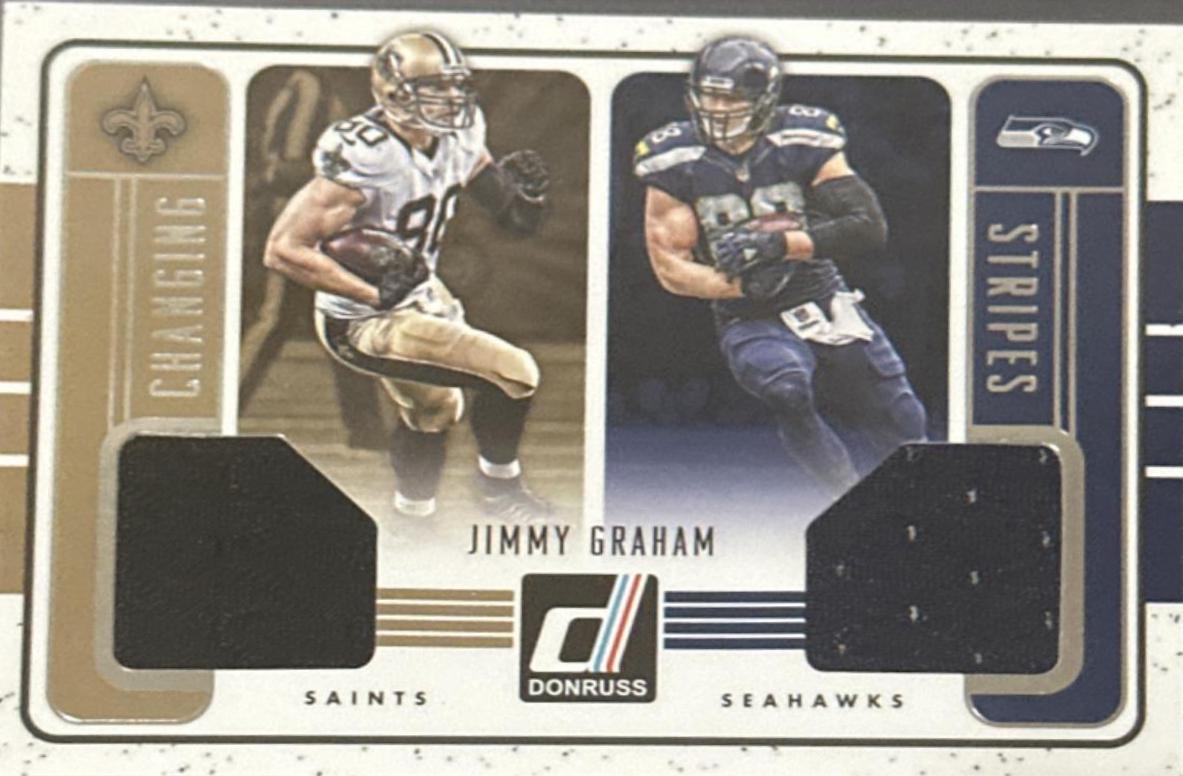 Jimmy Graham #12 Football Cards 2016 Panini Donruss Changing Stripes Dual Jersey
