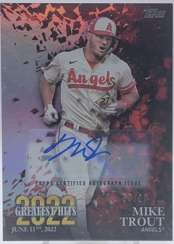 Mike Trout #22GHA-MT Baseball Cards 2023 Topps 2022 Greatest Hits Autographs