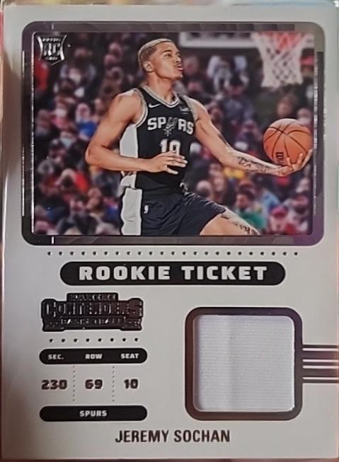 Jeremy Sochan #RTS-JSS 2022 Panini Contenders Rookie Ticket Swatch Basketball