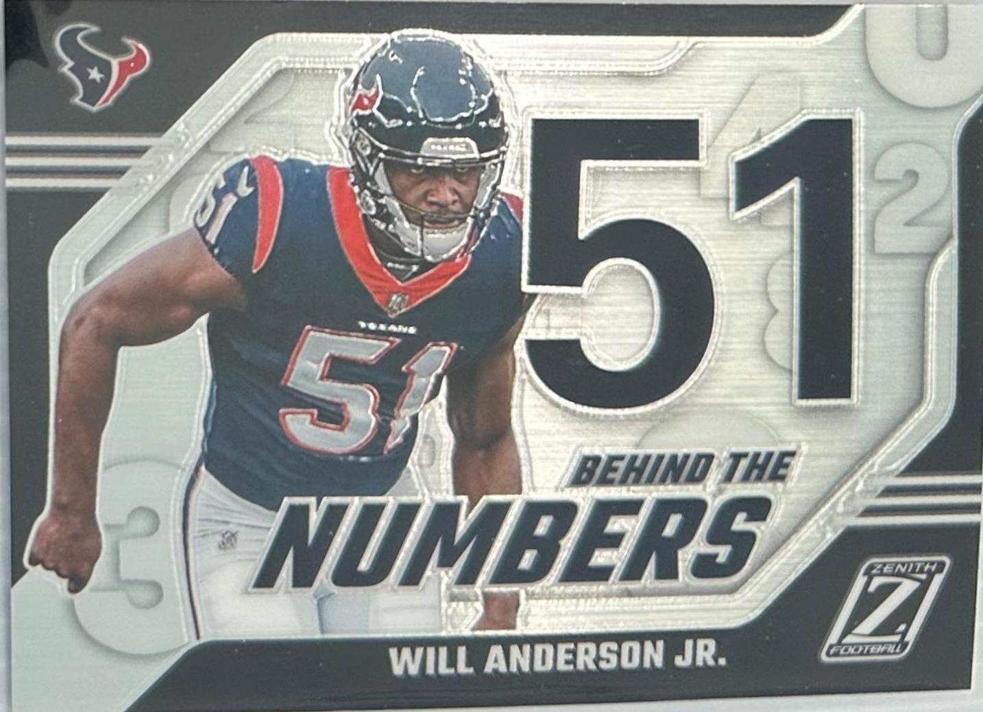 Will Anderson Jr #28 Football Cards 2023 Panini Zenith Behind the Numbers