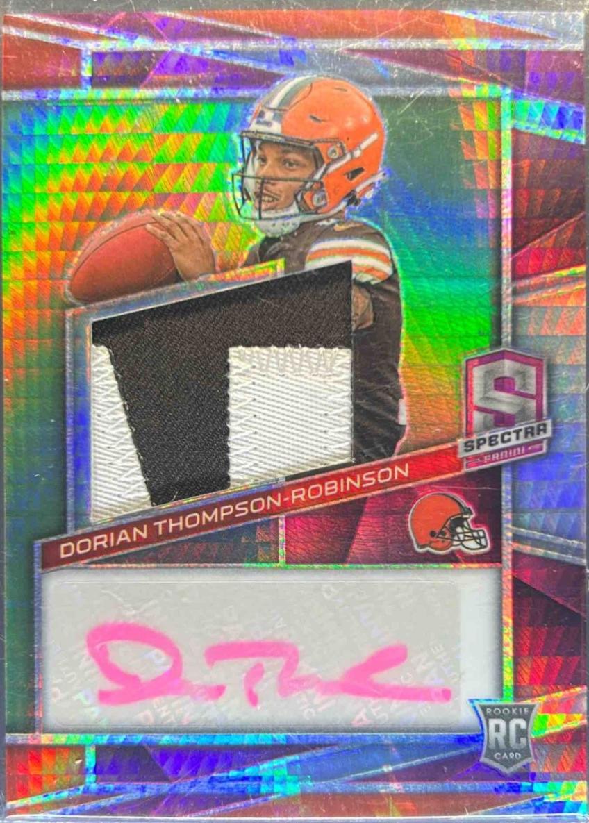 Dorian Thompson-Robinson #32 Football Cards 2023 Panini Spectra Rookie Autograph Neon Pink