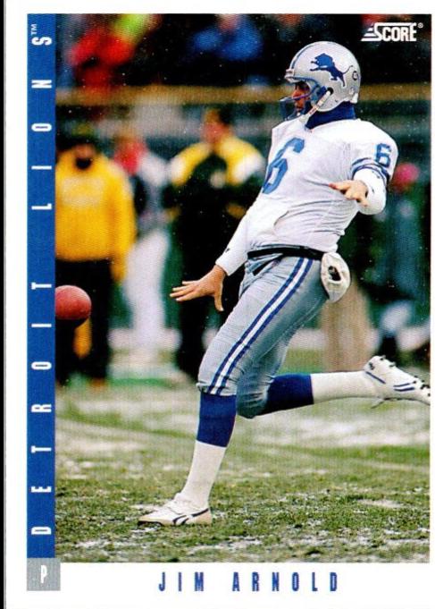 Jim Arnold #181 Football Cards 1993 Panini Score