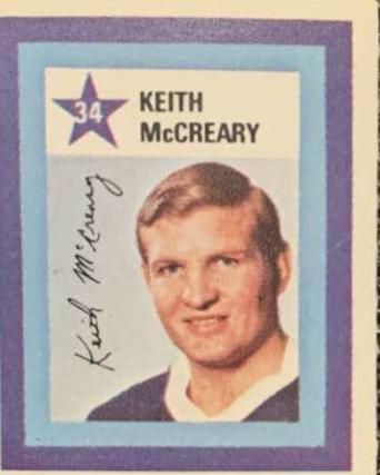 Keith McCreary #34 Hockey Cards 1970 Colgate Stamps