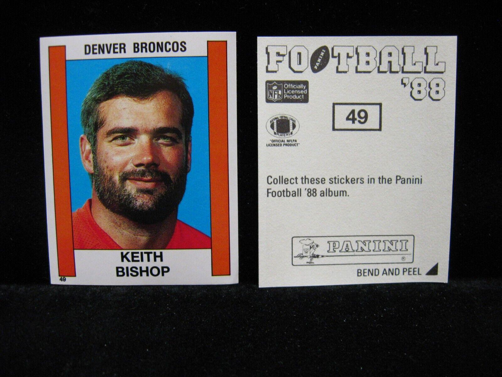 Keith Bishop #49 Football Cards 1988 Panini Sticker