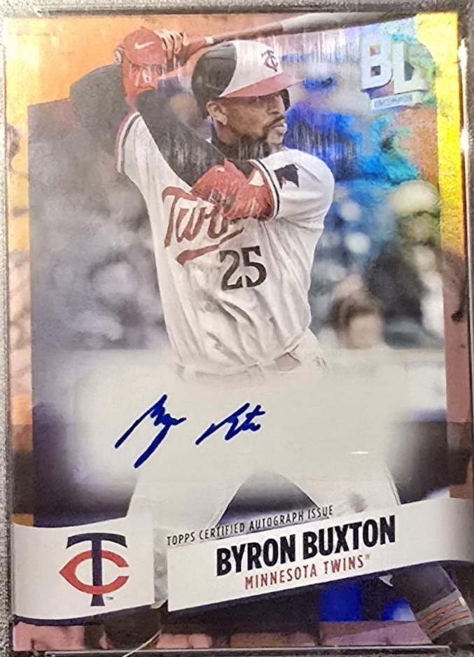 Byron Buxton #BEF-BB Baseball Cards 2024 Topps Big League Baseball Electric Orange Foil Autograph