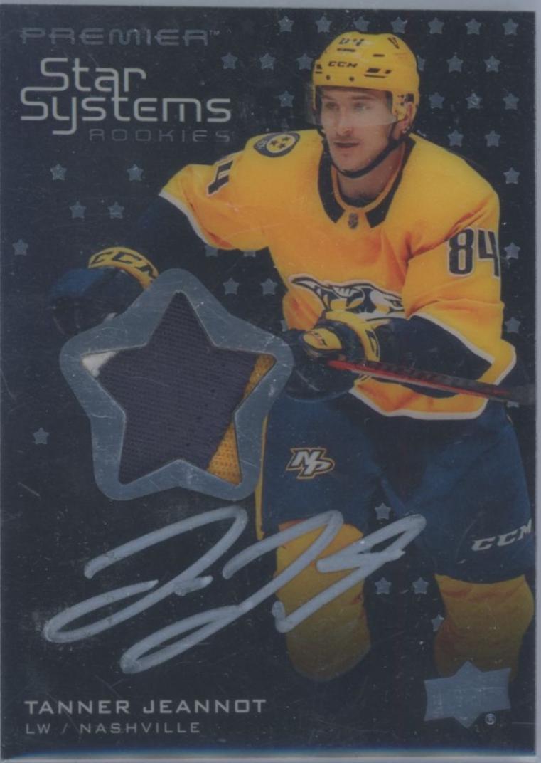 Tanner Jeannot #SSR-TJ 2021 Upper Deck Premier Star Systems Rookies Auto Patch Hockey