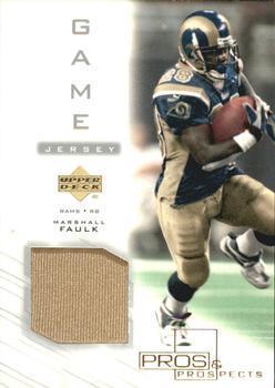 Marshall Faulk #MF-J Football Cards 2001 Upper Deck Pros & Prospects Game Jersey