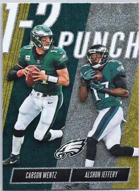 Carson Wentz, Alshon Jeffery #OTP-CA Football Cards 2018 Panini Absolute 1-2 Punch