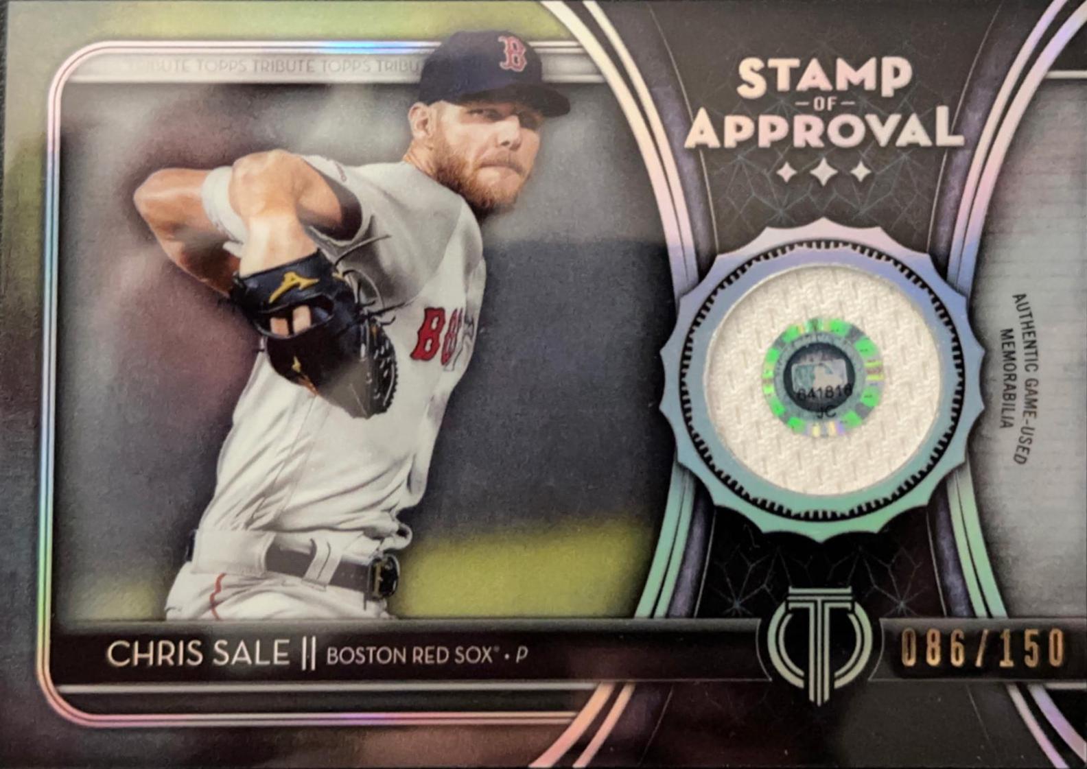 Chris Sale #SOA-CS Baseball Cards 2020 Topps Tribute Stamp of Approval Relics
