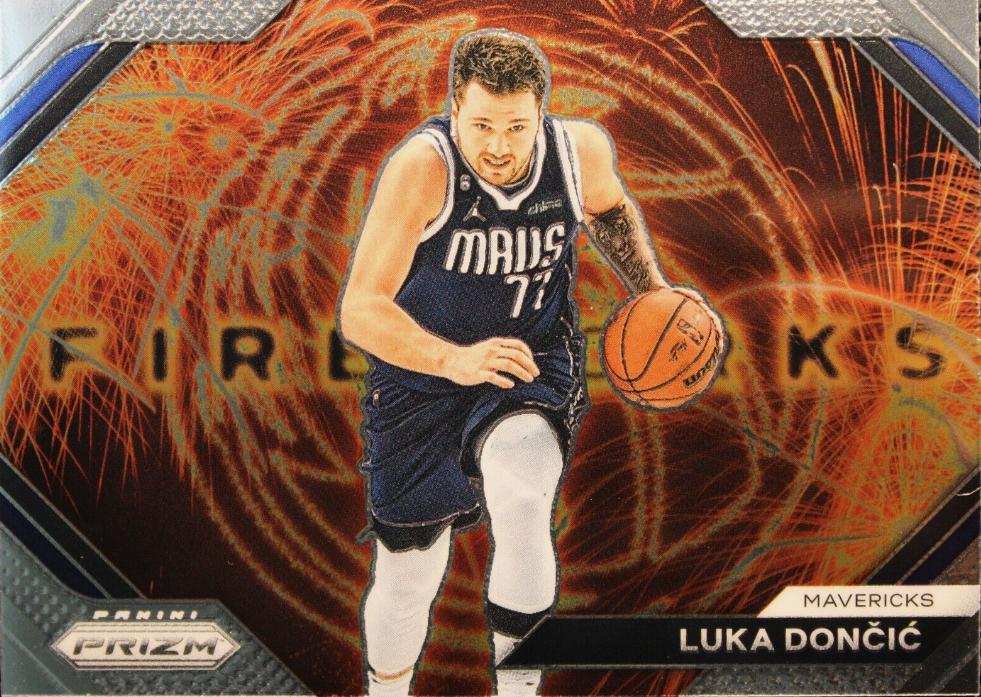 Luka Doncic #7 Basketball Cards 2023 Panini Prizm Fireworks