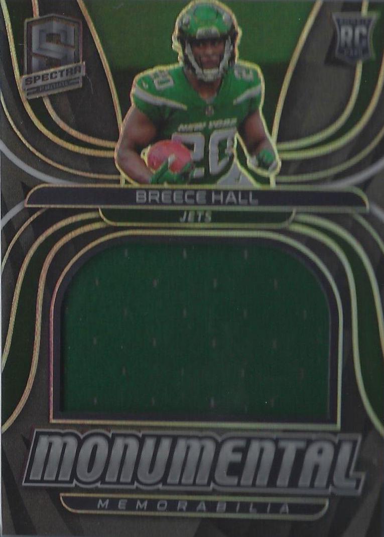 Breece Hall #MME-BHA Football Cards 2022 Panini Spectra Monumental Memorabilia