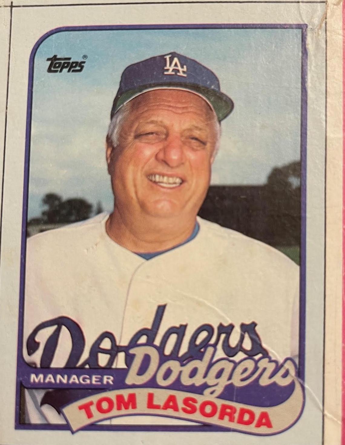 Tom Lasorda #H Baseball Cards 1989 Topps Box Panels Hand Cut