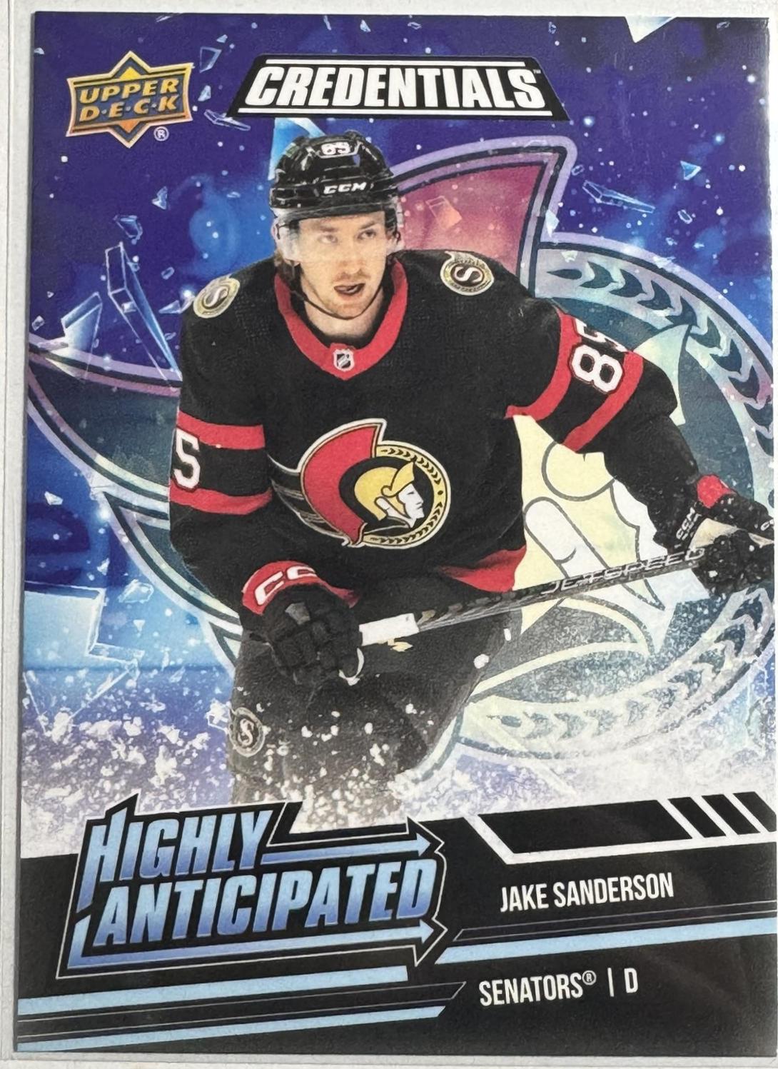 Jake Sanderson #HA-6 Hockey Cards 2022 Upper Deck Credentials Highly Anticipated
