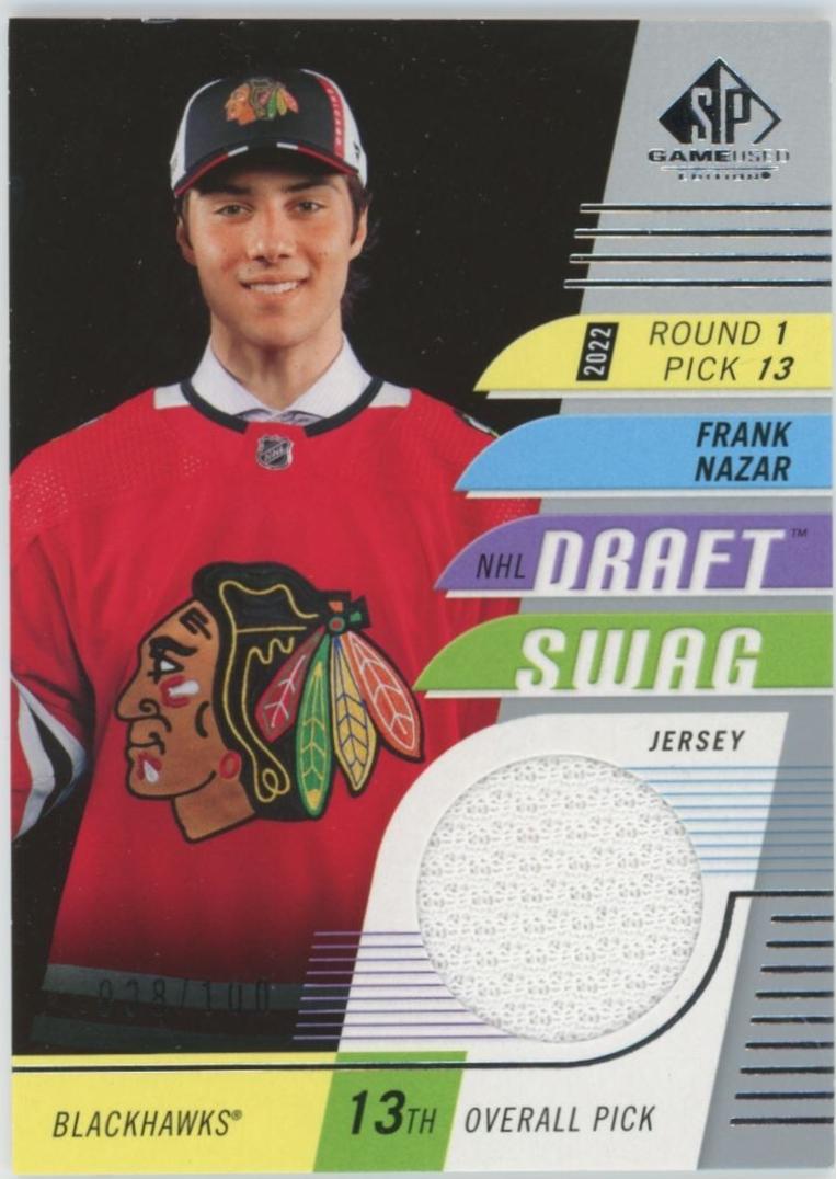 Frank Nazar #DS-6 Hockey Cards 2024 SP Game Used Draft Swag Jersey