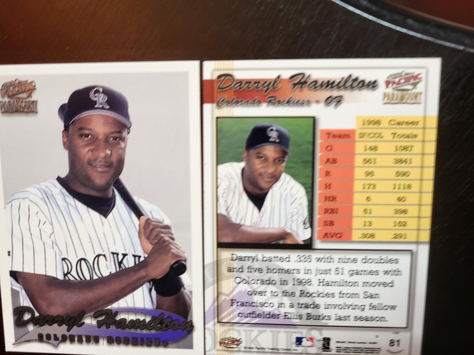 Darryl Hamilton #81 Baseball Cards 1999 Pacific Paramount