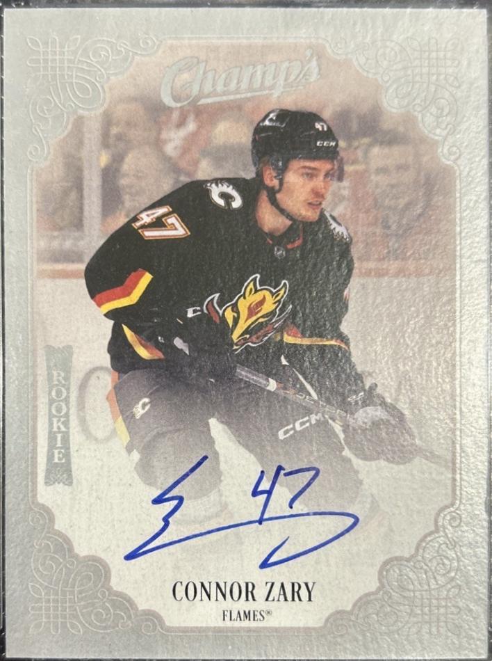 Connor Zary #C-CZ Hockey Cards 2023 Upper Deck Clear Cut Champs Auto