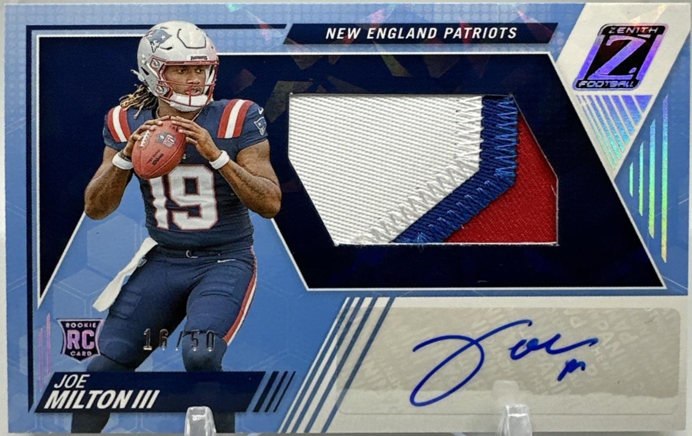 Joe Milton III #204 Football Cards 2024 Panini Zenith Rookie Patch Autographs Ice