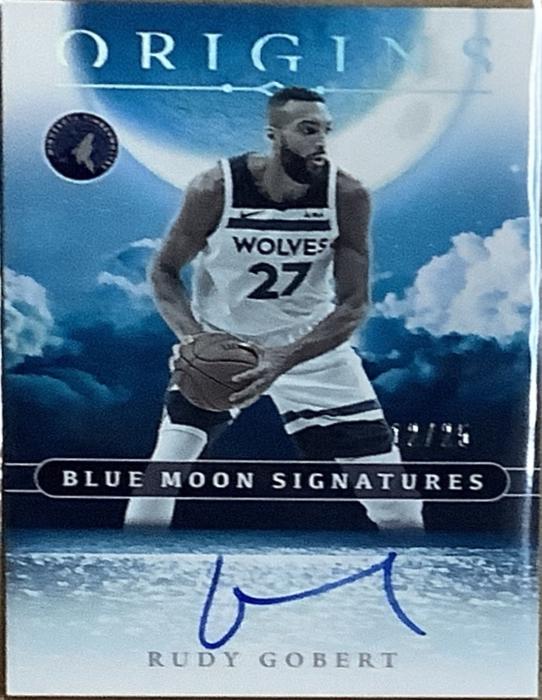 Rudy Gobert #13 Basketball Cards 2024 Panini Origins Blue Moon Signature