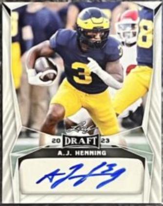 A. J. Henning #BA-AJH Football Cards 2023 Leaf Draft Autographs