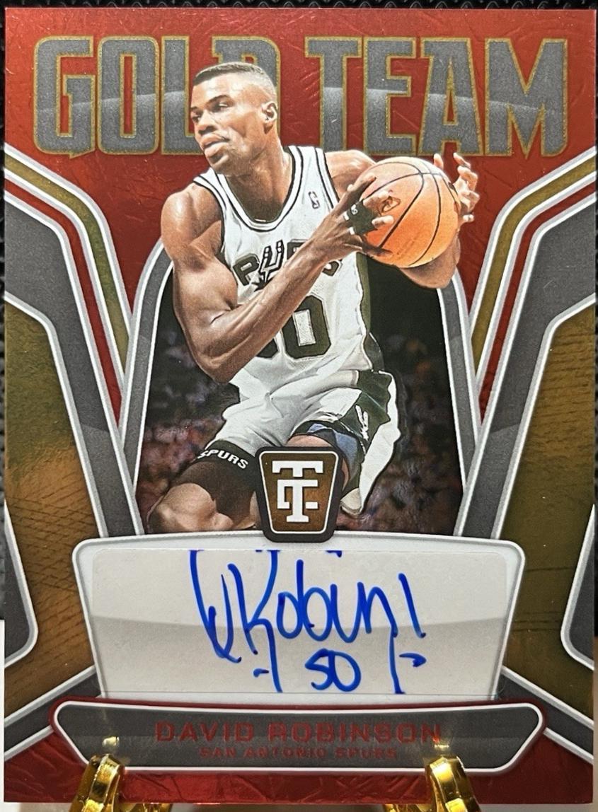 David Robinson #22 Basketball Cards 2024 Panini Totally Certified Gold Team Signatures Mirror Red