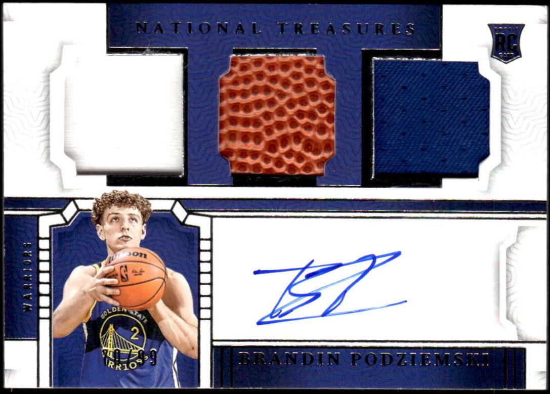 Brandin Podziemski #RMT-POD 2023 Panini National Treasures Rookie Materials Autographs Triple Basketball