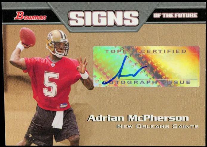Adrian McPherson #SF-AM Football Cards 2005 Bowman Signs of the Future