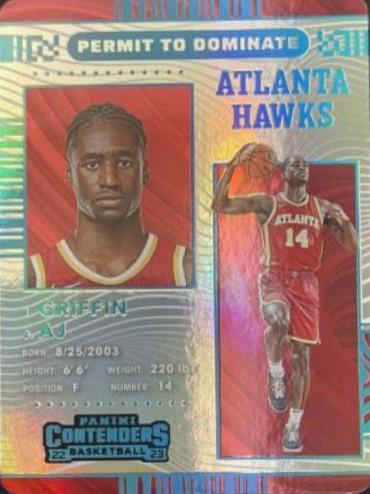AJ Griffin #1 Basketball Cards 2022 Panini Contenders Permit to Dominate