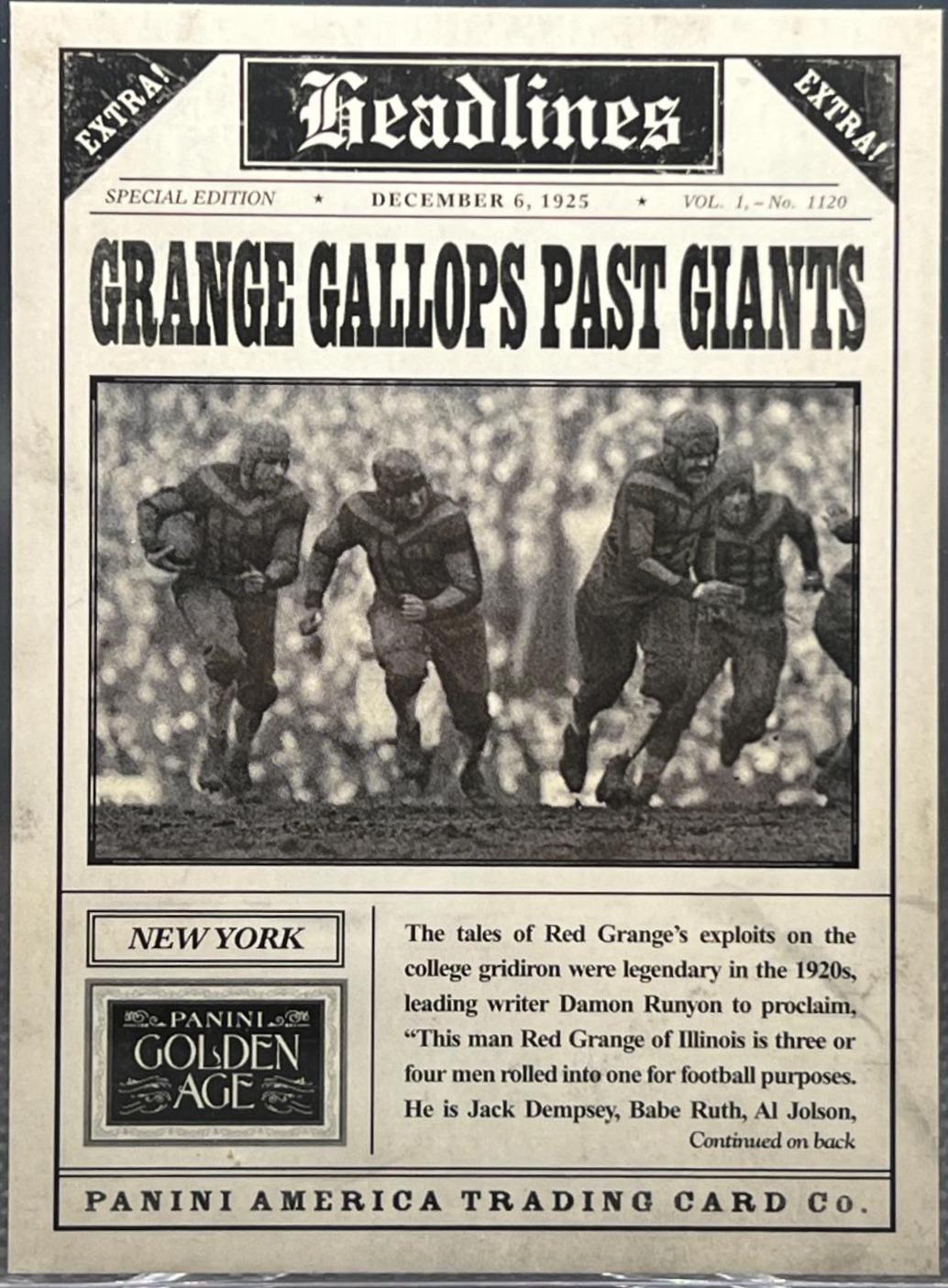 Grange Gallops Past Giants #2 Baseball Cards 2013 Panini Golden Age Headlines