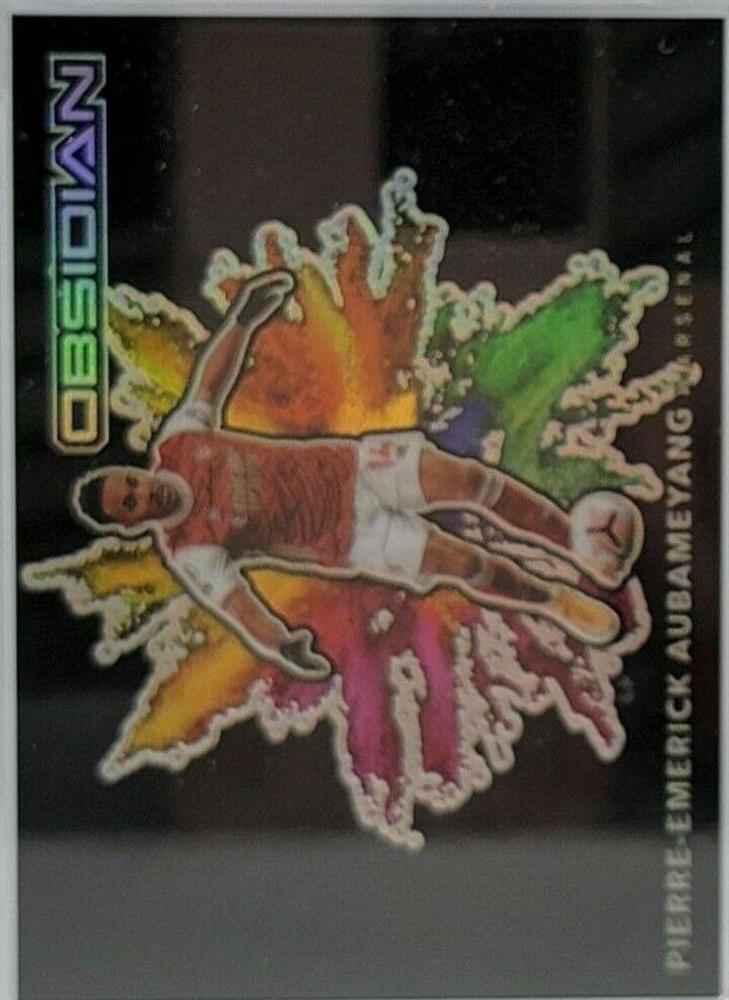 Pierre Emerick Aubameyang #9 Soccer Cards 2020 Panini Obsidian Black Colorblast