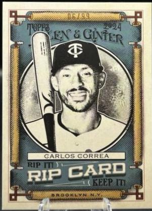 Carlos Correa #RIP-CCO Baseball Cards 2024 Topps Allen & Ginter Rip Card