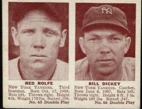 Red Rolfe, Bill Dickey Baseball Cards 1941 Double Play