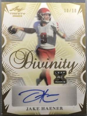 Jake Haener #D-JH1 Football Cards 2023 Leaf Trinity Divinity Autograph