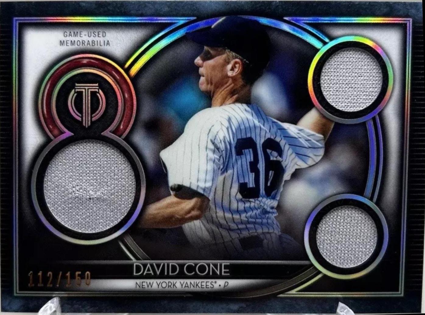 David Cone #TTR-DC Baseball Cards 2020 Topps Tribute Triple Relics