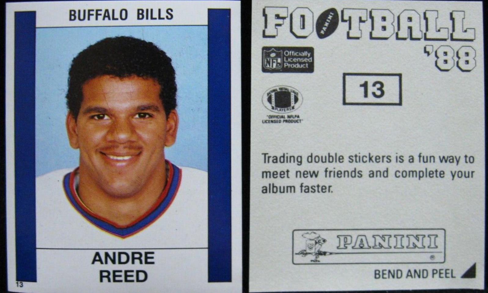 Andre Reed #13 Football Cards 1988 Panini Sticker