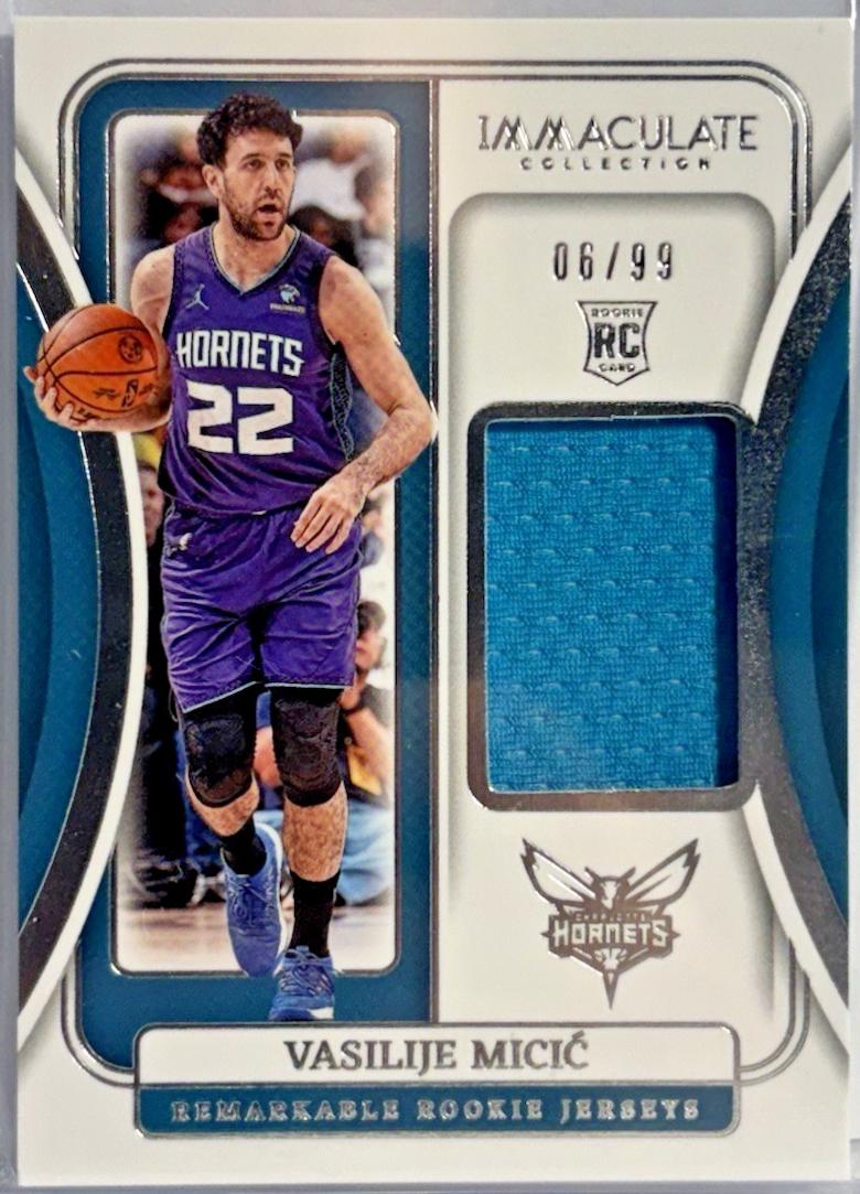 Vasilije Micic #21 Basketball Cards 2023 Panini Immaculate Remarkable Rookie Jersey