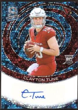 Clayton Tune #36 Football Cards 2023 Panini Spectra Rookie Autograph Neon Blue