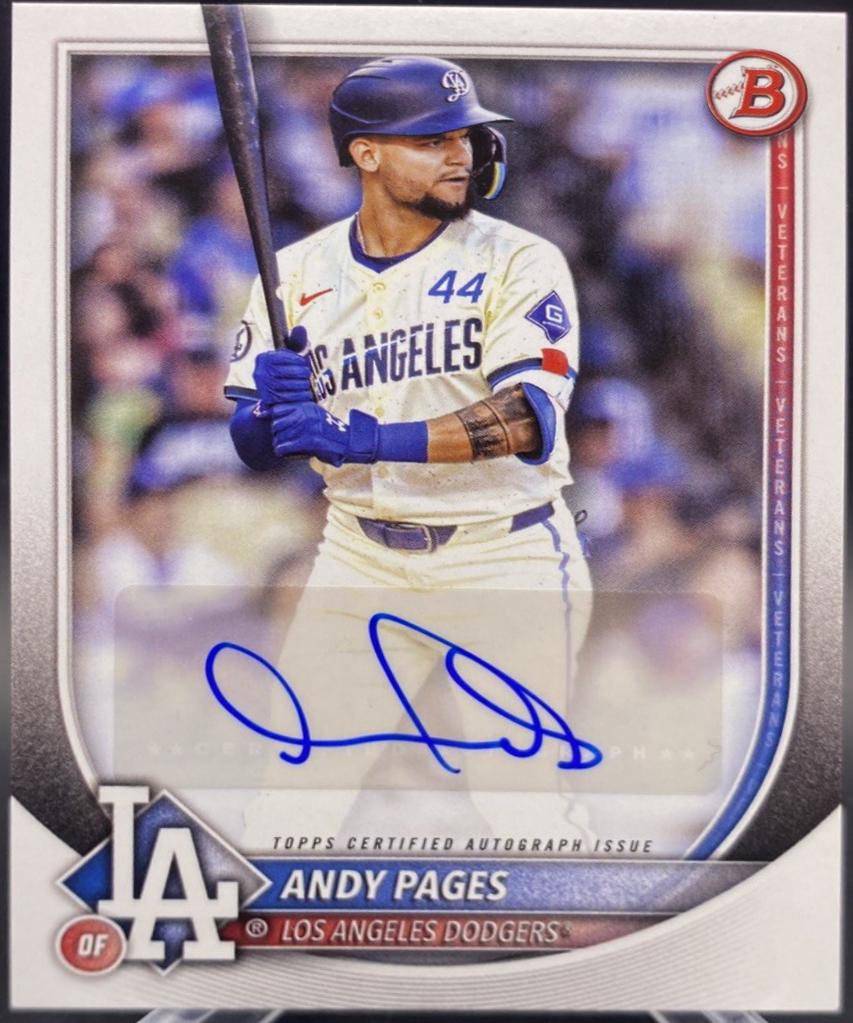 Andy Pages #PRV-AP Baseball Cards 2025 Bowman Rookie & Veteran Autograph