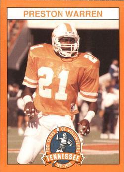 Preston Warren #21 Football Cards 1990 Tennessee Volunteers Centennial