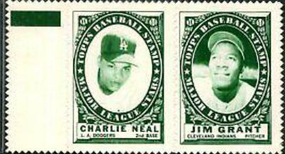 Charlie Neal, Jim Grant Baseball Cards 1961 Topps Stamp Panels