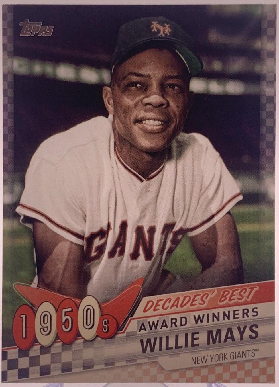 Willie Mays #DB-1 Baseball Cards 2020 Topps Decades' Best