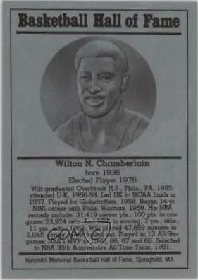 Wilt Chamberlain Basketball Cards 1986 Hall of Fame Metallic