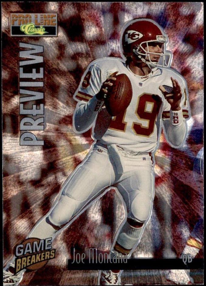 Joe Montana #GP3 Football Cards 1995 Pro Line Game Breakers Previews