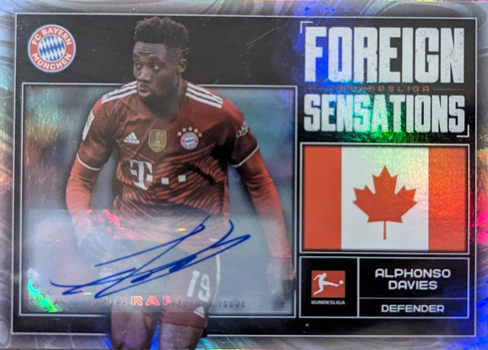 Alphonso Davies #FBS-AD Soccer Cards 2021 Topps Bundesliga Foreign Sensations Autographs