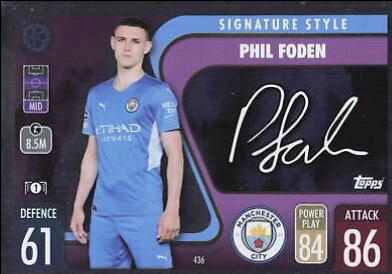 Phil Foden #436 Soccer Cards 2021 Topps Match Attax Champions & Europa League