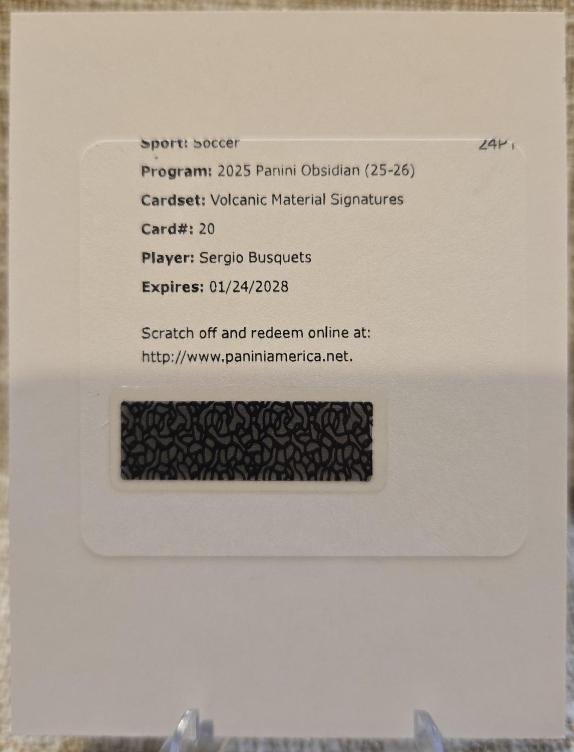 Sergio Busquets #20 2025 Panini Obsidian Volcanic Material Signature Soccer