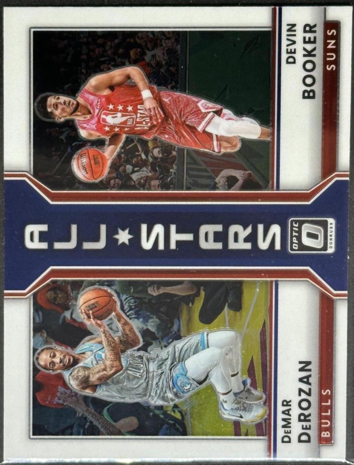 DeMar DeRozan, Devin Booker #4 Basketball Cards 2022 Panini Donruss Optic All Stars